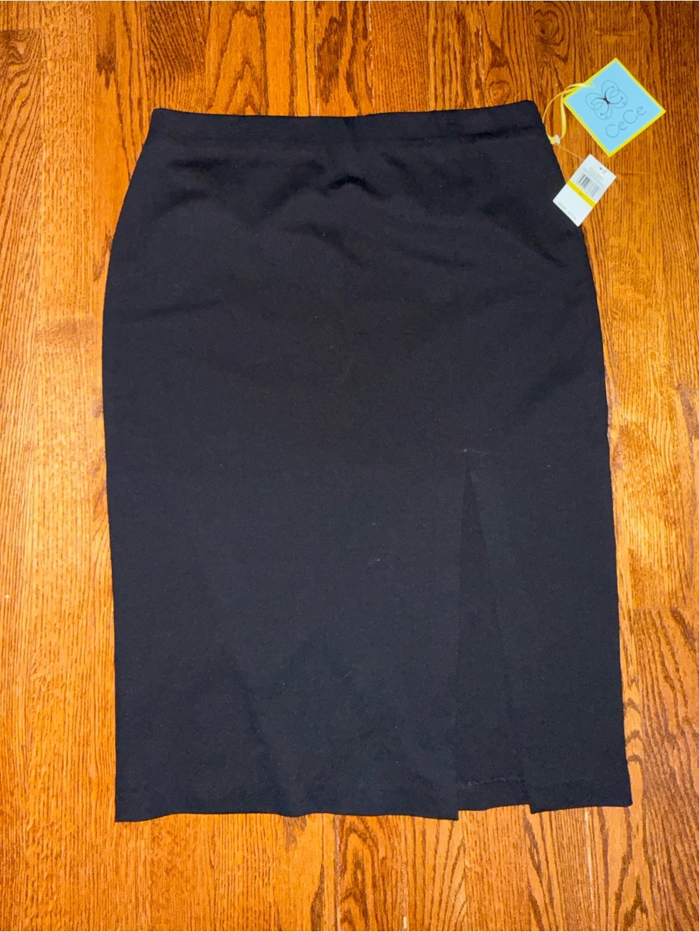 CeCe Black Pencil Skirt with Front Slit